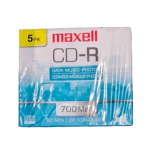 Maxell CD-R 700 MB Data Music Photos 80 Min Up To/Max 48X 5 Pack New Sealed